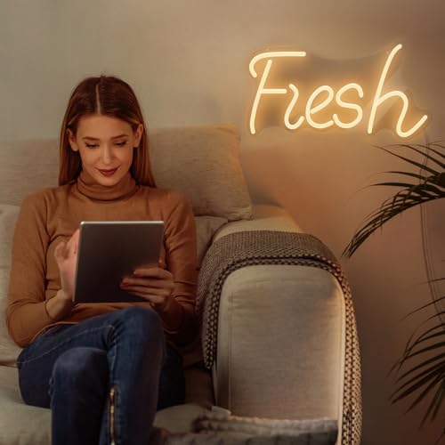 Image of Fresh Neon Sign, LED Coffee Neon Sign for Wall and Room Decor, USB Night Light for Cafe Food Shop Birthday Competition Party Gifts