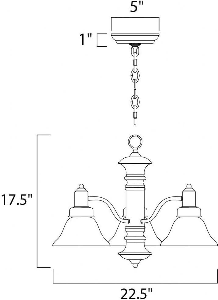 Maxim Lighting Newburg 3-Light Chandelier | Satin Nickel Finish | Traditional Indoor Light Fixture | Ideal for Dining Rooms & Entryways | Dimmable | Home Decor Ceiling Fixture | 20326MRSN