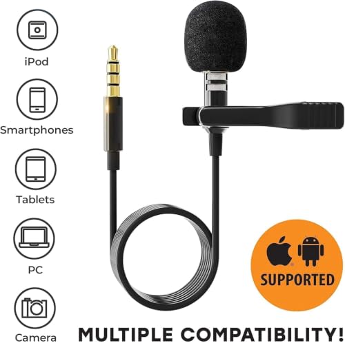 Image of DDLC 3.5mm Wired Lapel Microphone for Video Recording | Mini Mike for Phone | Microphone for Recording | Smartphones | PCs & Laptops | Ideal for YouTube | Interviews| Vlogging | Podcasts (5M)