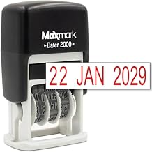 MaxMark 2000 Military Date Format DD/MM/YYYY - Self Inking Date Stamp - Red