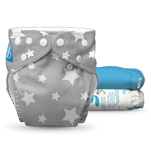 Charlie Banana Cloth Diapers, Reusable, Washable, Adjustable One Size Diaper, for Babies and Toddlers, with Absorbent Inserts - Under The Stars, 3 Pack