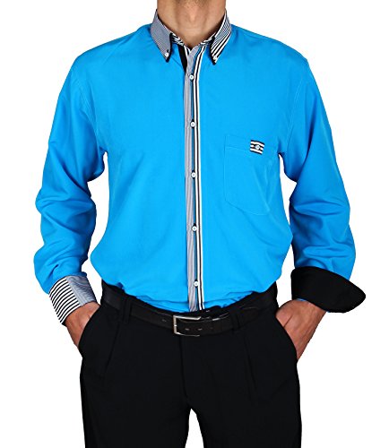 Chemise en microfibre hkmandel turquoise respirante et facile à repasser