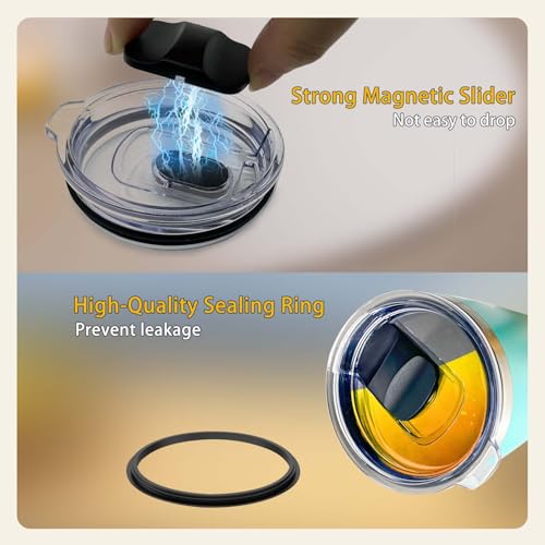20 oz Tumbler Lid for Yeti, 2-Pack Magnetic Replacement Lids for YETI 20 oz Tumbler, 10/24 oz Mug, 10 oz Lowball - Spill Proof Cup Lids Covers with Magnetic Slider Switch, BPA Free — view 4