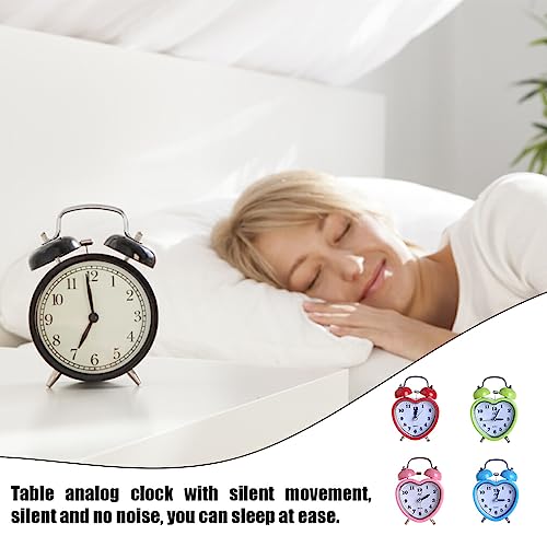 siduytin 3 inch Heart Shape Bell Alarm Clock Nightlight Wake Up Table Digital Clocks Desktop Retro Girls Travel Gift Supply, Red - Image 5