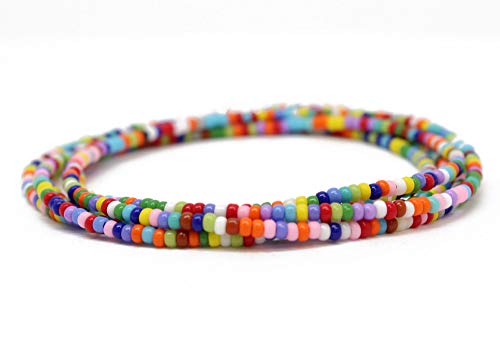 Multi Color Seed Bead Necklace, Thin 1.5Mm Single Strand, Colorful Bead Layering Necklace, Hippy Love Beads #TOP3