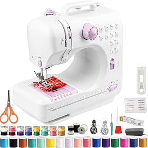 Nähmaschine Anfänger mit 12 Stichmustern Nähzubehör-Set Nähmaschine Elektrisch mit 42 Teilen Zubehör, Leicht Tragbar für DIY & Handarbeit - für Kinder & Erwachsene (Lila/Weiß)