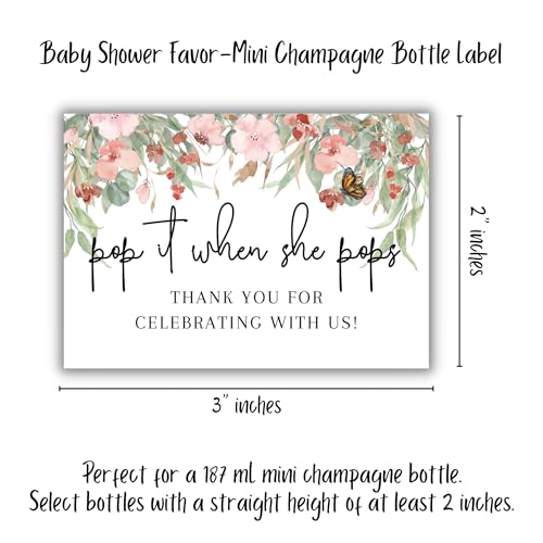 Mini étiquettes Pop It When She Pops fleuries roses pour 12 bouteilles - 3