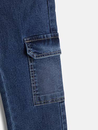 Image of Urbano Juniors Boy's Slim Fit Washed Denim Cargo Jeans with 6 Pockets Stretchable