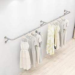 Percheros Modernos Comerciales Oversold88 Estante de Exhibición de Ropa Montado En la Pared, Barra Colgante de Ropa Moderna Estante de Ropa al por Menor, Sistema de Estantes Colgantes de Ropa Comercial de Acero Inoxidable