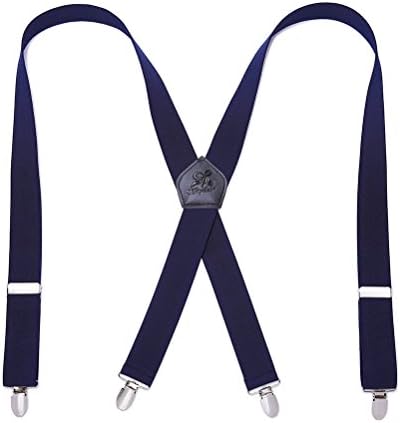 KANGDAI Men Braces Strong Metal Clips 4 X Back Durable Elastic Adjustable Suspenders Heavy Duty Mens Braces