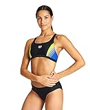 80% Polyamid, 20% Elastan ARENA Damen Threefold Two Piece Swimsuit, Black-neon Blue-soft Green, 40 EU