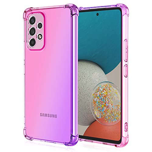 DOINK Funda de Degradado Vistoso para el Samsung Galaxy A53 5G, Carcasa de Translúcido TPU Silicona con Antigolpes Bumper - Rosado Morado Cover