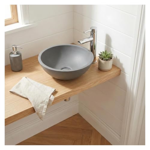 MOB-IN Vasque lave-mains à poser ronde en béton gris 26cm
