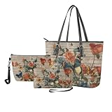 Nittanovaca Tragetaschen-Set, 3-teilig, für Damen, PU-Leder, Handgelenktasche, wasserdicht...
