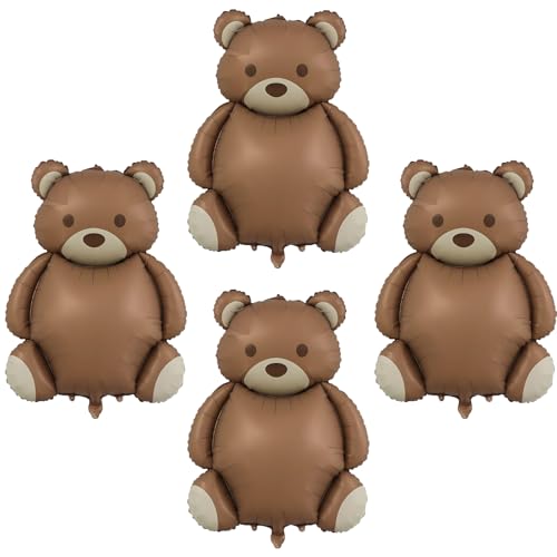Image of 4PCS Little Bear Foil Balloons 35inch Bear Baby Shower Balloon Decorations,Bears Themed Balloons Baby Shower Decoration,Safari Birthday Balloon Decorations