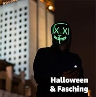 TK Gruppe Timo Klingler LED Grusel Maske grün - wie aus Purge mit 3x Lichteffekten, steuerbar, für Halloween, Fasching & Karneval als Kostüm für Herren & Damen (1x grün) – Ansicht 6