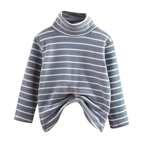 Generic - Haut thermique pour petits garçons et filles – Sous-vêtements d'hiver pour enfants, col roulé à rayures, couche de base doublée en polaire, t-shirt à manches longues, chaud pour les saisons froides