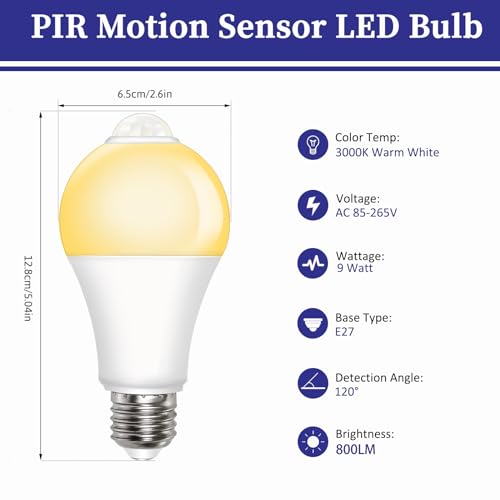 Lampadina LED E27 con Sensore di Movimento 9W