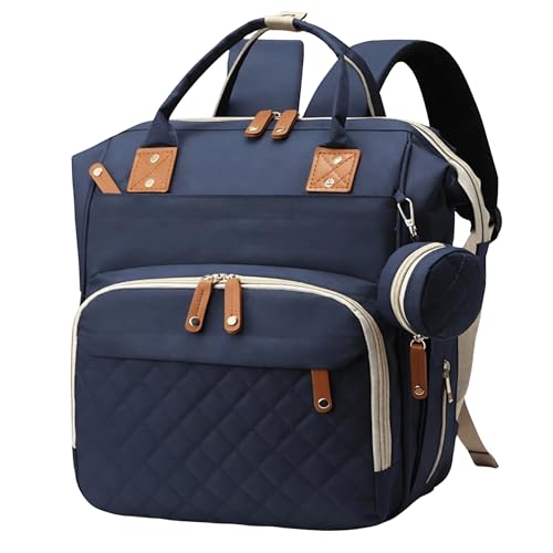 Mochila Bolsa Maternidade Multifuncional Gestante Fraldas Menino - Azul | Com Bolsos Térmicos P/ Mamadeira e Itens Essenciais do Bebê, Alças para Carrinho de Bebê.