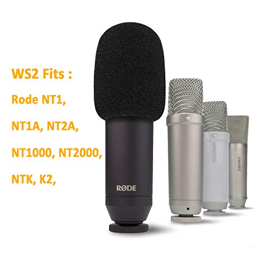 WS2 Microphone Pop Filter/Windscreen Compatible with Rode NT1-A, Procaster, podcaster, NT2-A,K2, NT1000, NT2000and Broadcaster Microphones by SUNMON - Thumbnail 2