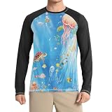 Camicie estive a forma di tartaruga con pesci neri, UPF 50+, con protezione solare UV e protezione solare, Pesce Tartaruga Cartoon Sea Animal, Large