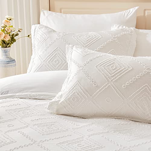 Emme Twin White Boho Comforter Set Bed In A Bag 5 Piece, Microfiber Shabby Chic Tufted Bedding Comforter With Sheets, Ultra Soft Comfortable Boho Bedding Set For All Season (Twin/Twin Xl, White) #TOP6