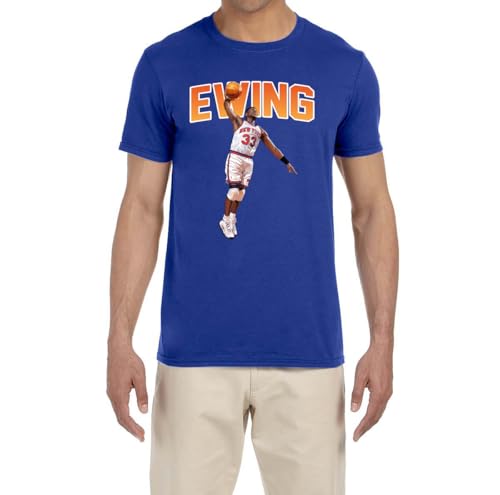 New York Patrick Ewing Dunking Logo Shirt T-Shirt Adult 2XL Blue