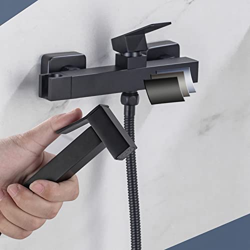 AZOS Handheld Bidet Toilet Sprayer Kit, 2-Function Brass Hand Held Sprayer Shattaf Toilet Concealed Hot and Cold Bidet Spray Set - Bathroom Attachment, Matte Black by AZOS - Image 8