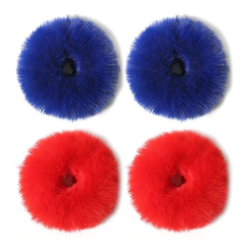 4 Elastici Per Capelli In Peluche Rossi, Graziosi Elastici Per Capelli In Peluche, Elastici Per Capelli, Accessori Per Capelli Per Ragazze, Accessori Per Capelli