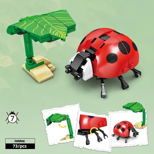 Image of Mini Insect Building Blocks Toy Insect Collection Building Block Set Insects Collection Building Blocks Bugs Toy Building Sets for Kids 6+ (Ladybug)