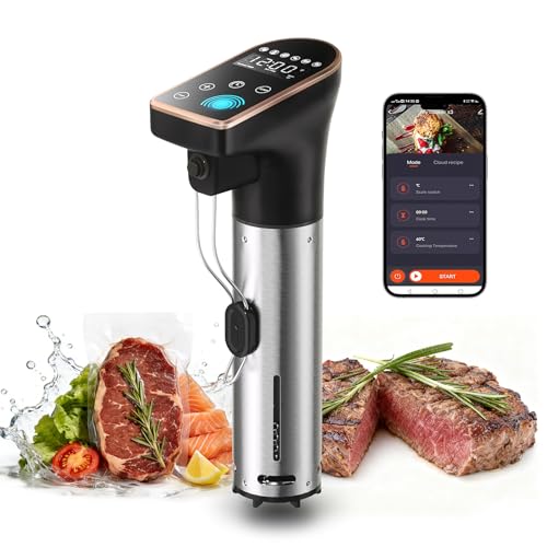 1300W Sous Vide Precision Cooker Machines(2.4G WIFI), IPX7 Full Waterproof & Dishwasher Safe for The Entire Body, New Quiet Brushless Motor, 6 One-Touch Presets, Effortless Gourmet Meals