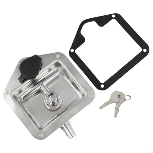 Folding T-Handle Lock For Truck Trailer Door, Heavy Duty Cam Latch With 2 Keys For Toolboxes, RVs, Caravans, Semi-Trailers And Industrial Cabinets(Silver)