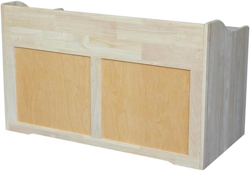 Pemberly Row 37" Solid Wood Toy Storage Box, Natural Finish, Butcher Block Surface, 2 Safety Hinges, CPSIA Compliant, 38" W x 23" H x 19" D, Durable Design for Kids' Room or Playroom Organization