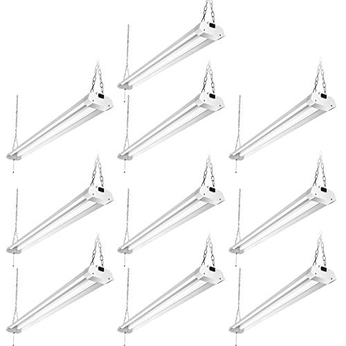 Linkable LED Utility Shop Light 4ft 4800 Lumens Super Bright 40W 5000K Daylight ETL Certified LED Garage Lights Durable LED Fixture with Pull Chain Mounting and Daisy Chain Hardware Included 10 Pack