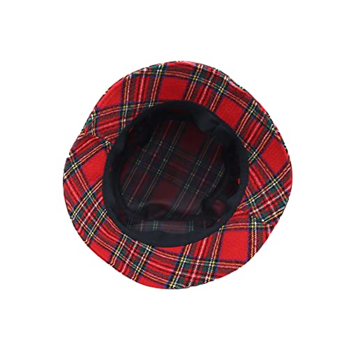 Withmoons Polyester Plaid Tartan Bucket Fedora Hat Winter Check Cap Hmb1299 (Red) #TOP4