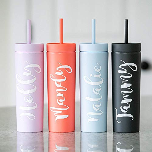 Strata Cups Skinny Tumblers (12 Pack) 16Oz Tumbler Matte Pastel Colored Acrylic, Tumblers With Lids And Straws, Tumblers Bulk, Cups With Lids And Straws, Tumbler With Lid And Straw, Acrylic Cups #TOP6