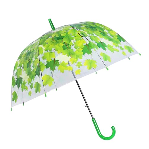 Clear Dome Umbrella with Leaf Wind Stick, green, 葉