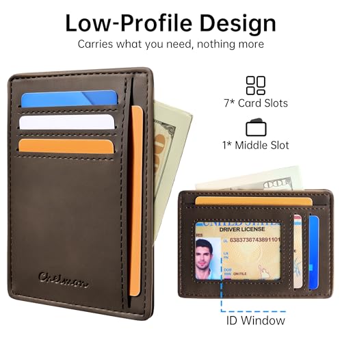 Image of Chelmon Slim Wallet for Men, Minimalist Front Pocket RFID Blocking Credit Card Holder