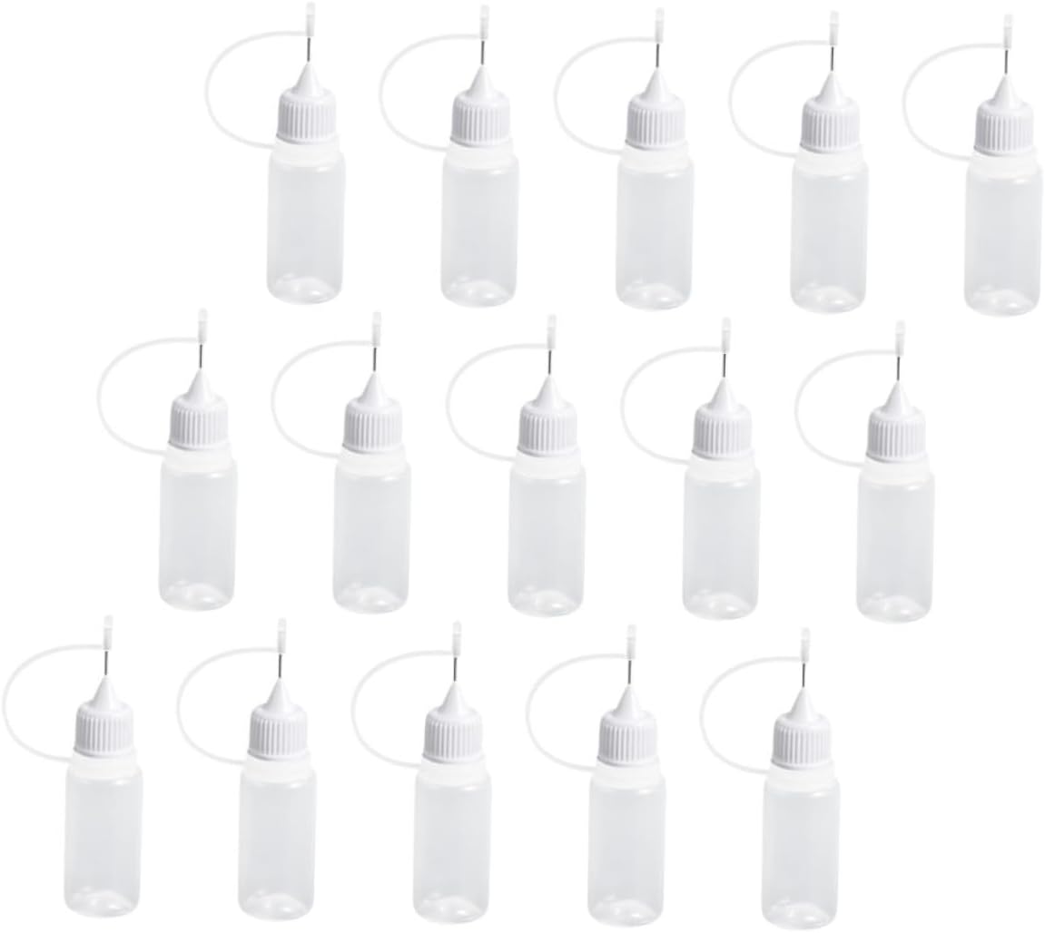 NULYLU 15pcs Precision Glue Dispensing Bottles Squeeze Applicator with Long Tips for Crafts Essential Oils and Lab Use