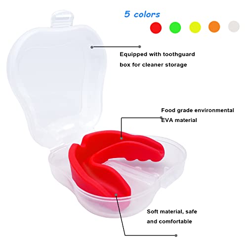 10 Pack Sports Mouth Guard For Kids, Boys Girls Youth Athletic Mouthguard For Boxing Football Hockey Karate Basketball Mma Lacrosse Taekwondo Rugby Karate Wrestling, 5 Colorful With Case, 5 Clear #TOP2