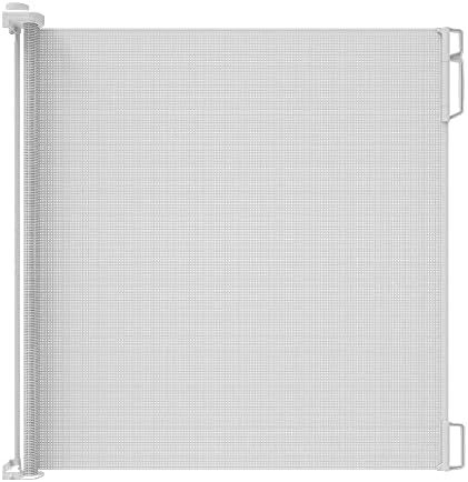 Perma Child Safety Indoor/Outdoor Retractable Baby Gate 41" Tall, Extends to 71" Wide, White