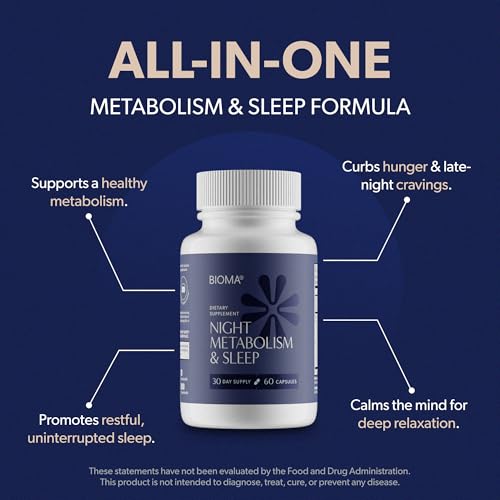 BIOMA Night Metabolism & Sleep - Supports Digestion, Energy Metabolism & Restful Sleep with Melatonin, Vitamin D, Magnesium & More - 60 Capsules (30-Day Supply) - Image 4