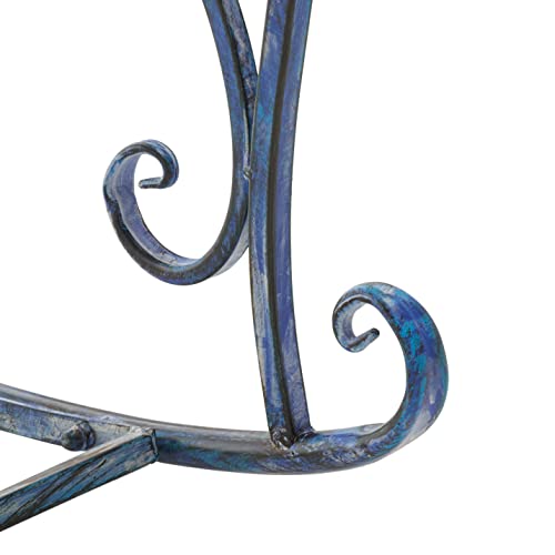 SAFAVIEH Outdoor - Medrano Iron Rocking Chair - Mossy Blue Iron Metal - Vintage Ornate Scrollwork Design - Ideal for Patio, Deck, Porch, Garden, 15" Seat Height (PAT5030C)