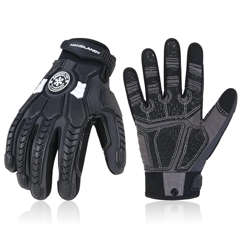 Image of HANDLANDY HLDD Winter Work Gloves for Men, Insulated Water Resistant Heavy Duty Gloves for Cold Weather, Anti-vibration, Impact Protection
