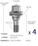 alufelgen peugeot 206 14 zoll Radmuttern-Typ: M14 x 1,25 35 mm VW-Ersatz, Legierungs-Feststellradmuttern.