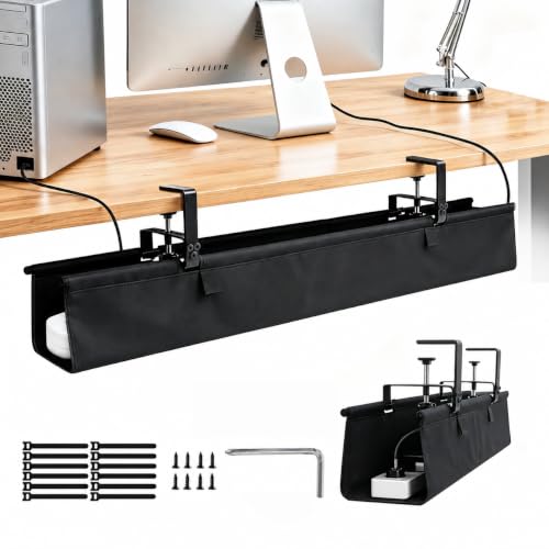 Under Desk Cable Management Tray, 28" No Drill Cord Management Organizer