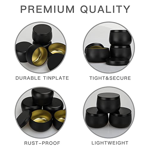 Candle Tins 24 Pieces, 8Oz Large Size Metal Jars For Candle Making/Diy/Arts & Crafts, Reusable Empty Can Containers With Lid, Black #TOP3
