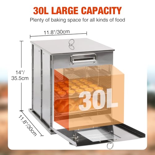 REDCAMP 14"H Foldable Camping Oven with 2 Tier Grill, Stainless Steel Portable Camping Stove for Baking Cinnamon Rolls, Breads and Muffins with Wood Burning Fire,Propane Stoves,Campers,Baking BBQ by REDCAMP - Image 3