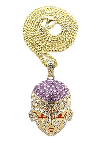 BLINGFACTORY HIP HOP ICED GOLD PLATED PUNKY STYLE CZ PENDANT & 3mm 24