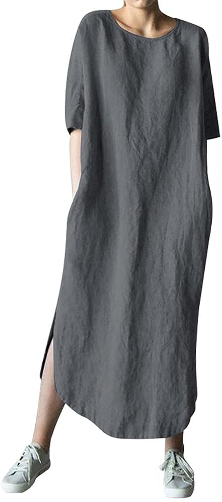 リネンワンピース レディース ドレス 半袖 タイトスカート シフォン 無地カジュアル ロングワンピース 韓国ファッション ワンピース ドレス体型カバー きれいめ ドレスフォーマル Aライン 着やせ エレガント 森ガール 春夏秋 気質アップ